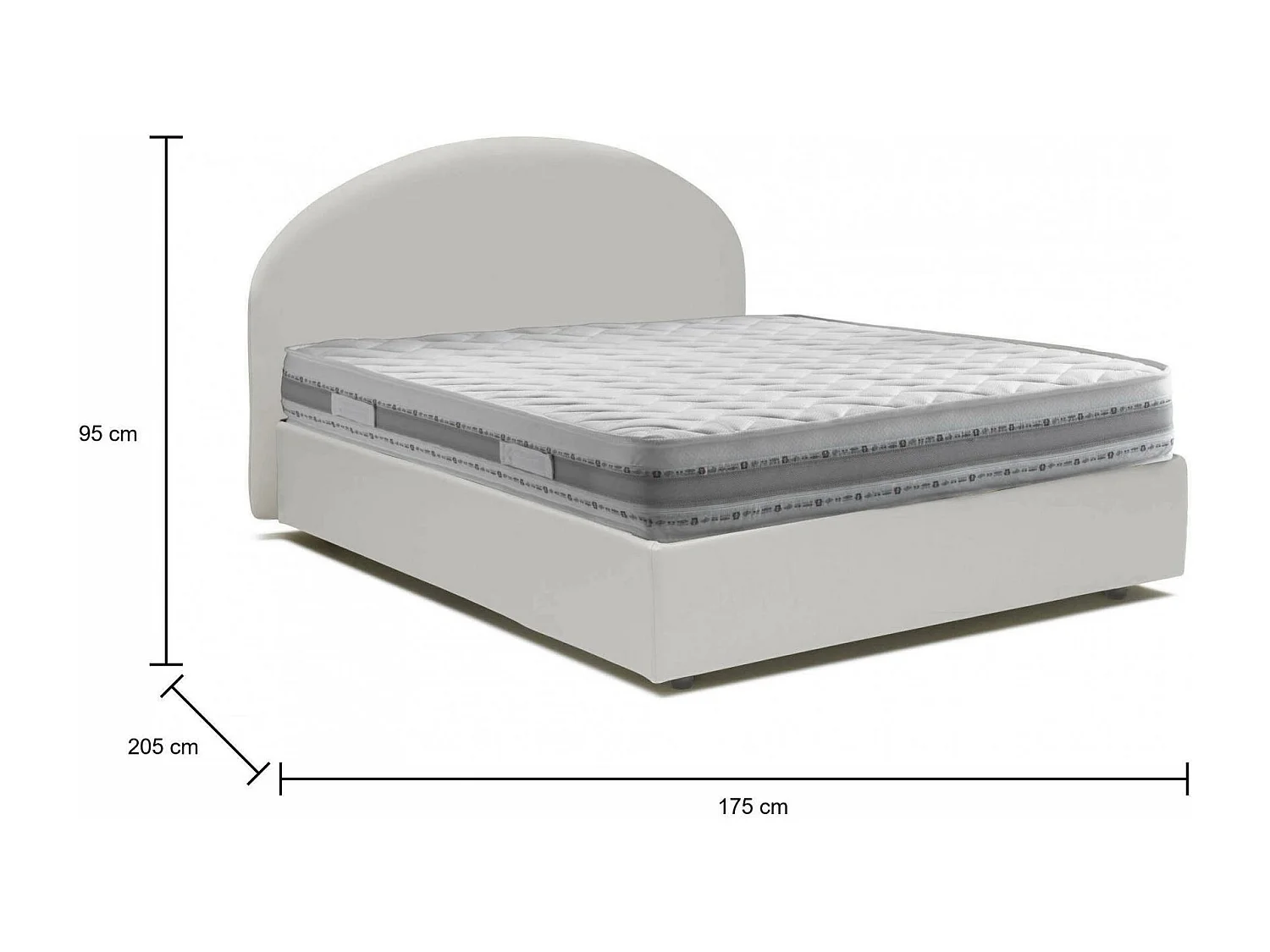Consolata tweepersoonsbed, Opbergbed met bekleding van eco-leer, 100% Made in Italy, Opening aan de voorkant, inclusief matras 160x190 cm, Wit