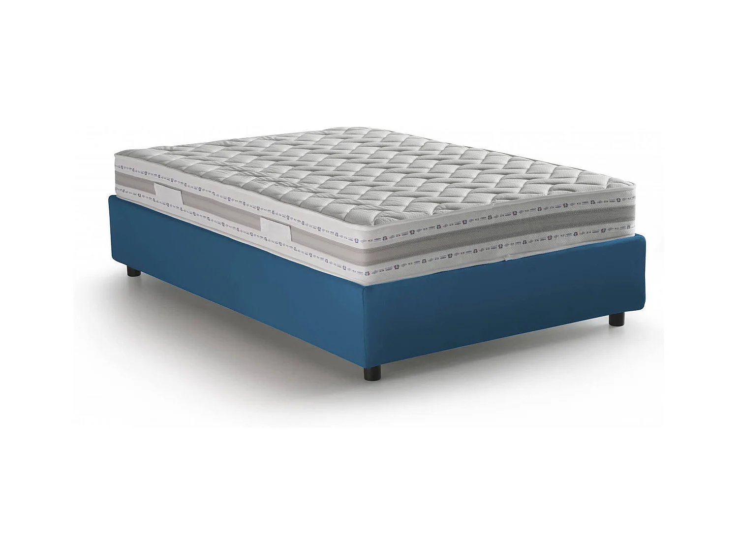 Lit double Grace, Lit coffre avec revêtement en tissu, 100% Made in Italy, Ouverture frontale, avec matelas 160x200 cm inclus, Bleu