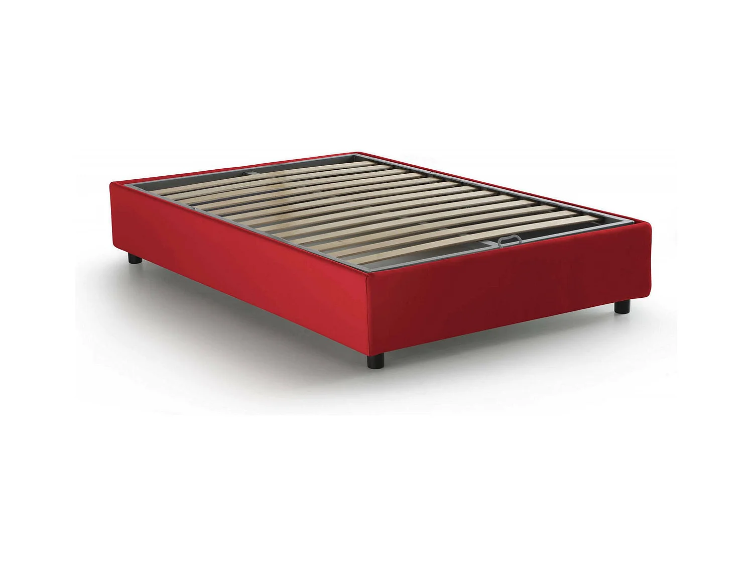 Camilla tweepersoonsbed, Opbergbed met stoffen bekleding, 100% Made in Italy, Zijopening, geschikt voor matras 120x190 cm, Rood