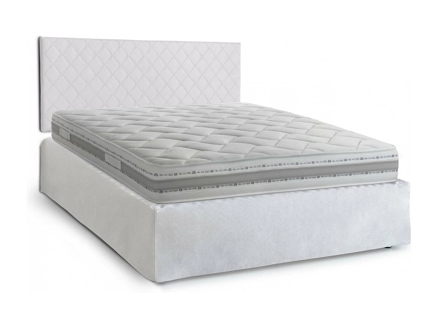 Cleneide Doppelbett, Kopfteilset aus Ã–ko-Leder mit orthopädischem Untergestell und Volant, 100 % Made in Italy, inklusive Matratze, 160 x 190 cm, WeiÃŸ