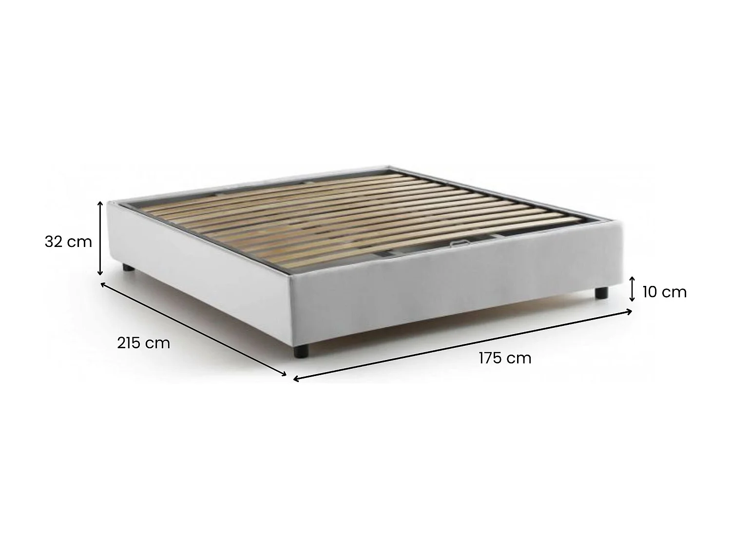 Maria tweepersoonsbed, Opbergbed met stoffen bekleding, 100% Made in Italy, Opening aan de voorzijde, geschikt voor matras van 160x200 cm, Wit