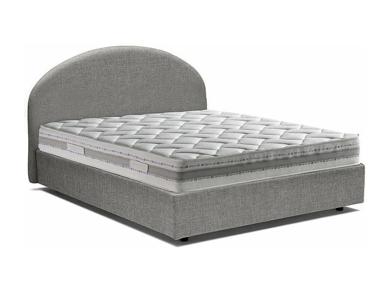 Lit double Connie, lit coffre avec revêtement en tissu, 100% Made in Italy, ouverture frontale, avec matelas 120x190 cm inclus, gris