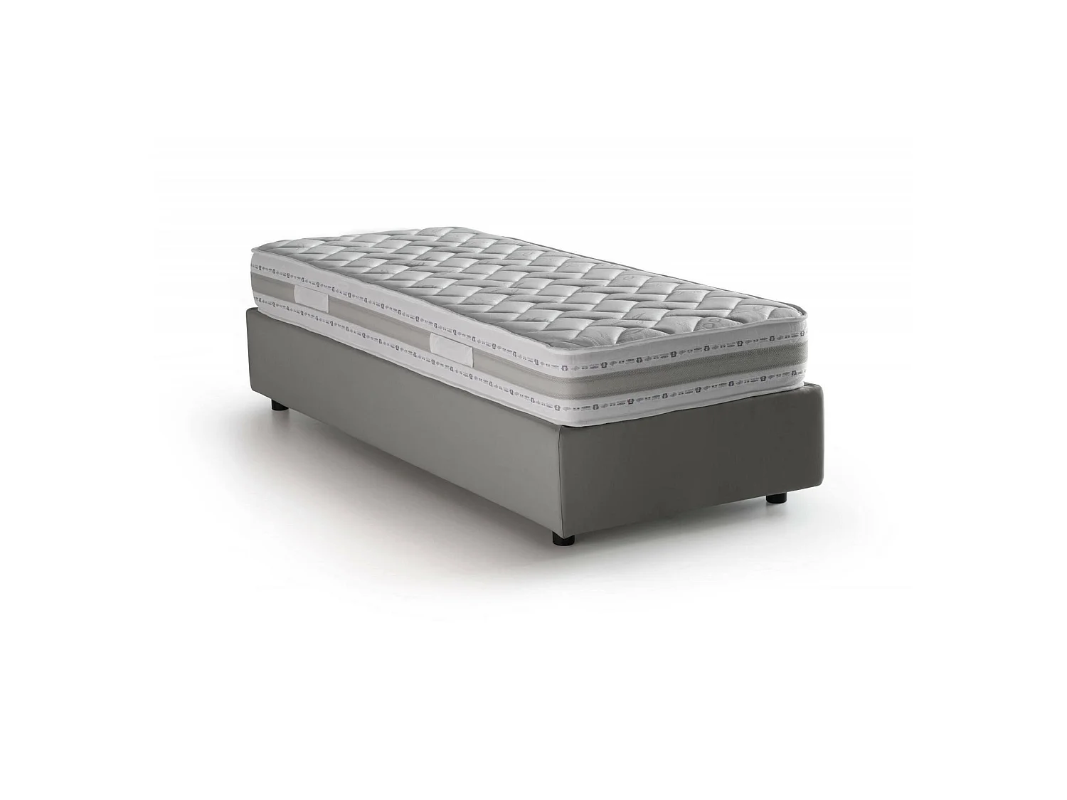 Lit simple Sophia, Lit coffre avec revêtement en tissu, 100% Made in Italy, Ouverture frontale, avec matelas 90x190 cm inclus, Gris
