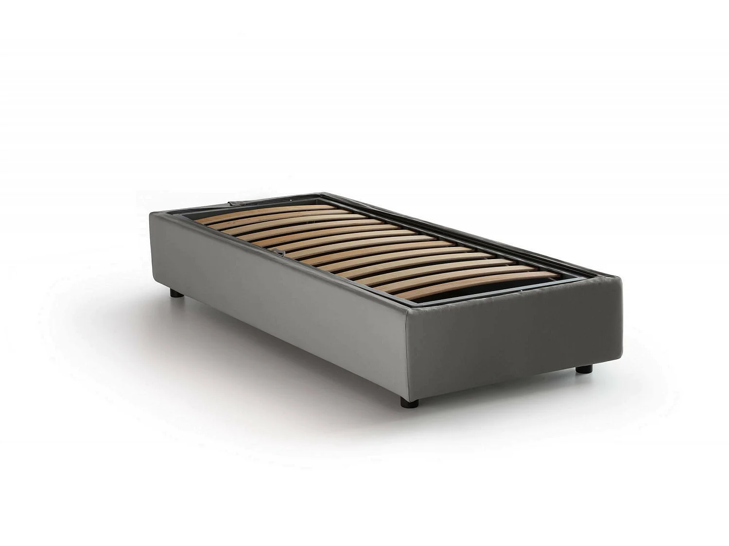 Lit simple Sophia, Lit coffre avec revêtement en tissu, 100% Made in Italy, Ouverture frontale, avec matelas 90x190 cm inclus, Gris