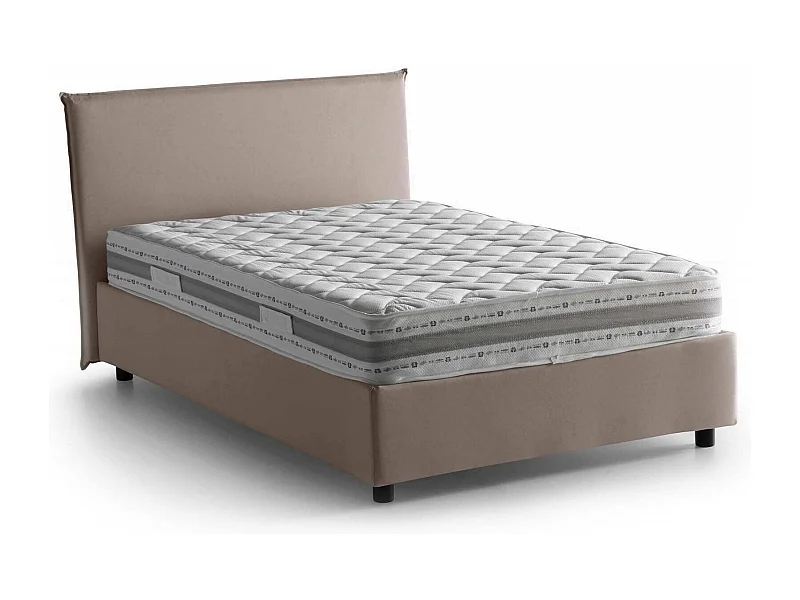 Lit double Asmara, lit coffre avec revêtement en tissu, 100% Made in Italy, ouverture frontale, avec matelas 120x190 cm inclus, gris tourterelle