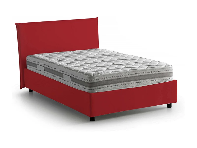 Cama doble Astrid, canapé con revestimiento de tela, 100% Made in Italy, apertura frontal, apto para colchón de 120x200 cm, rojo