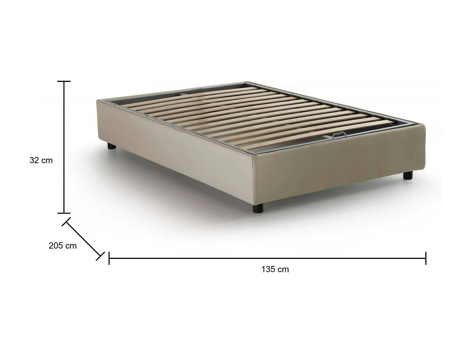 Camilla tweepersoonsbed, opbergbed met stoffen bekleding, 100% Made in Italy, zijopening, geschikt voor matras 120x190 cm, Beige