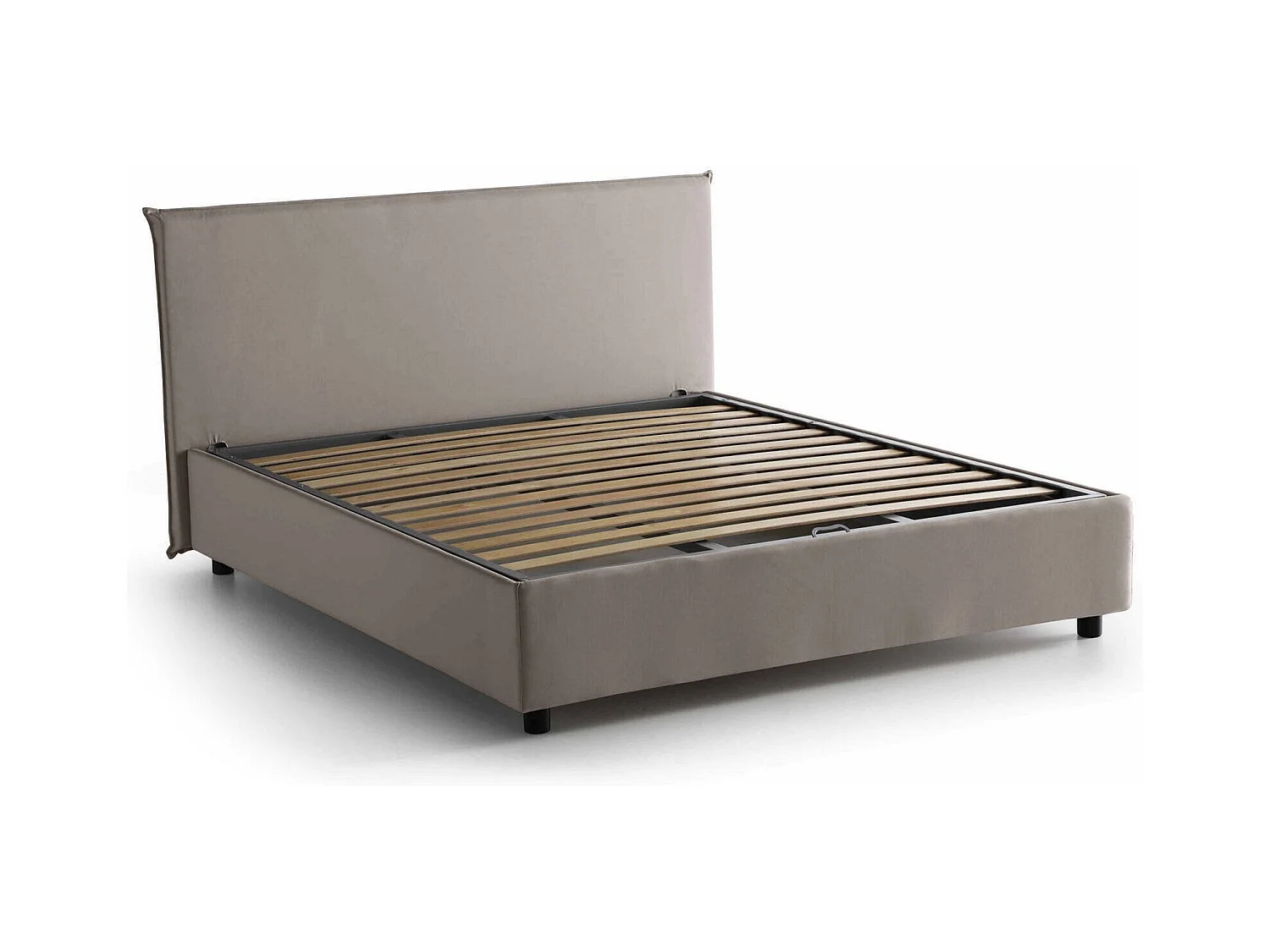 Azue tweepersoonsbed, Opbergbed met stoffen bekleding, 100% Made in Italy, Opening aan de voorzijde, geschikt voor matras 140x190 cm, Taupe
