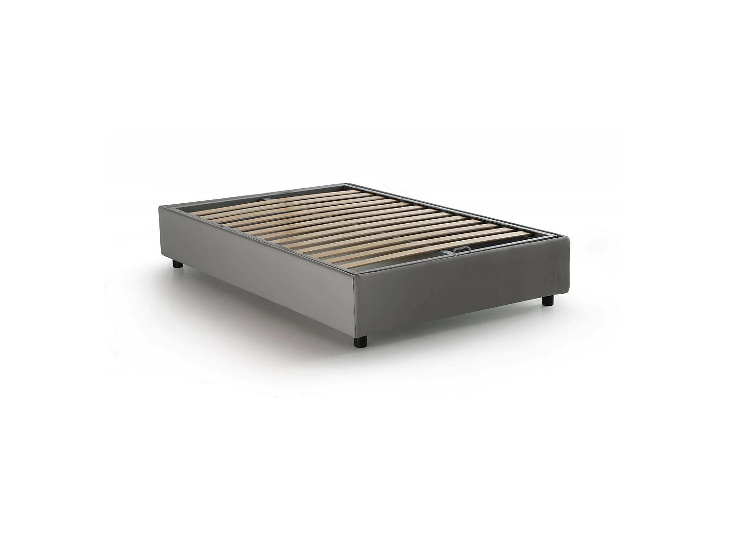 Letto piazza e mezza Camilla, Letto contenitore con rivestimento in tessuto, 100% Made in Italy, Apertura laterale, adatto per materasso Cm 120x190, Grigio