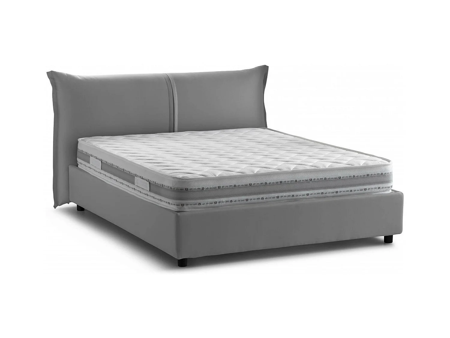 Lit double Clelia, 100% Made in Italy, Ouverture frontale, avec matelas 160x190 cm inclus, Gris
