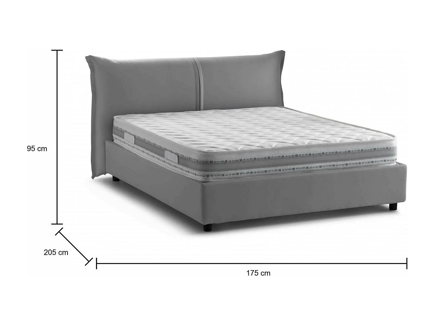 Clelia tweepersoonsbed, 100% Made in Italy, opening aan de voorzijde, inclusief matras van 160x190 cm, Grijs