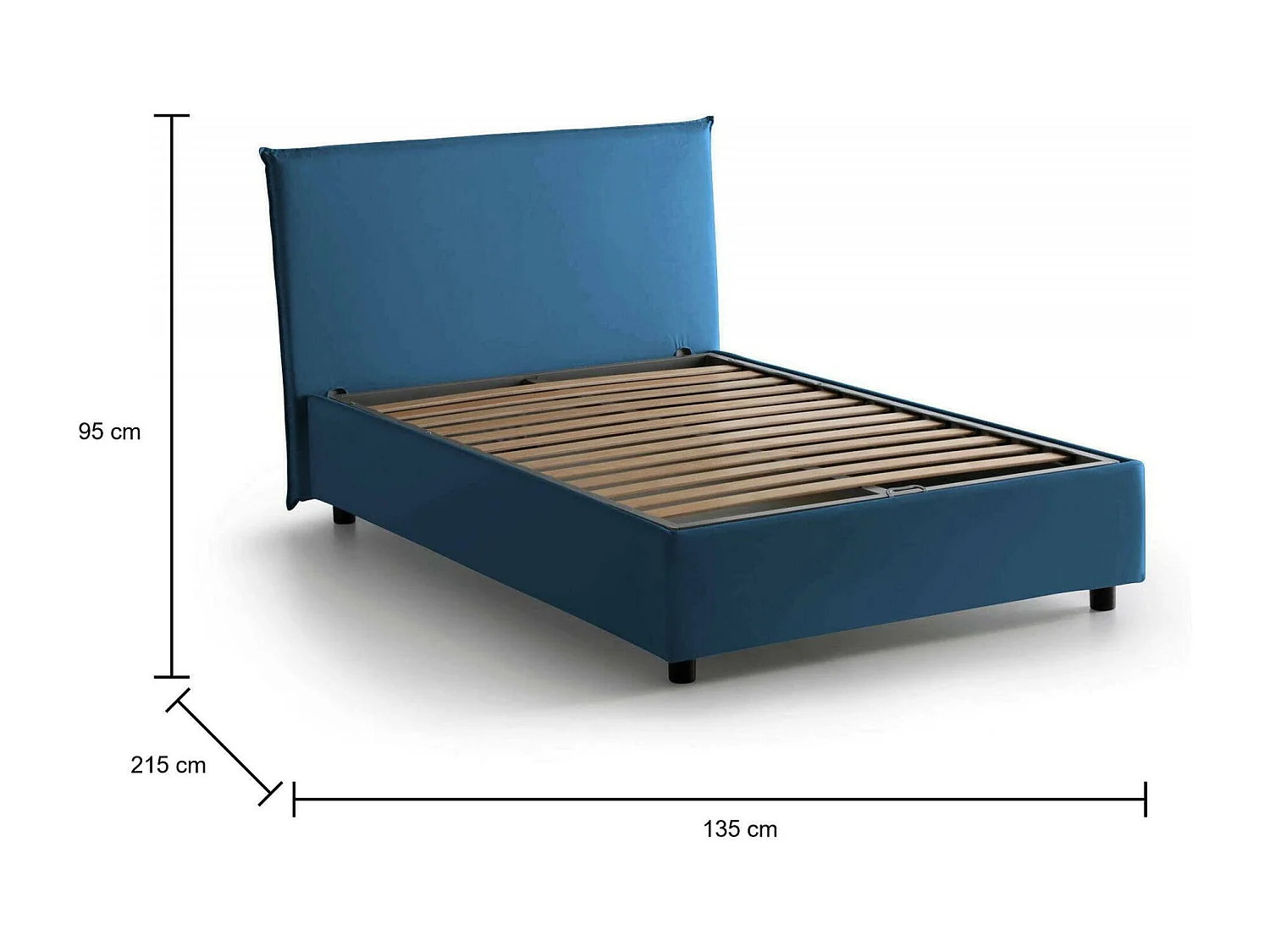 Talamo Italië Halfbed Chicca Blauw, Matras Inclusief, Afneembare Bekleding en Opslag, Made in Italy