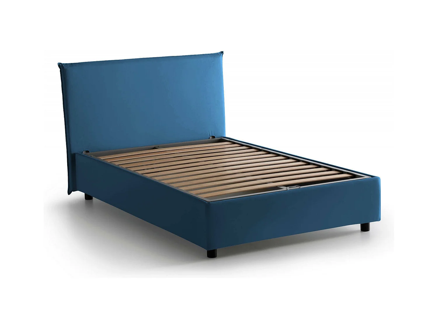 Ashasa tweepersoonsbed, opbergbed met stoffen bekleding, 100% Made in Italy, opening aan de voorkant, geschikt voor matras 120x190 cm, blauw