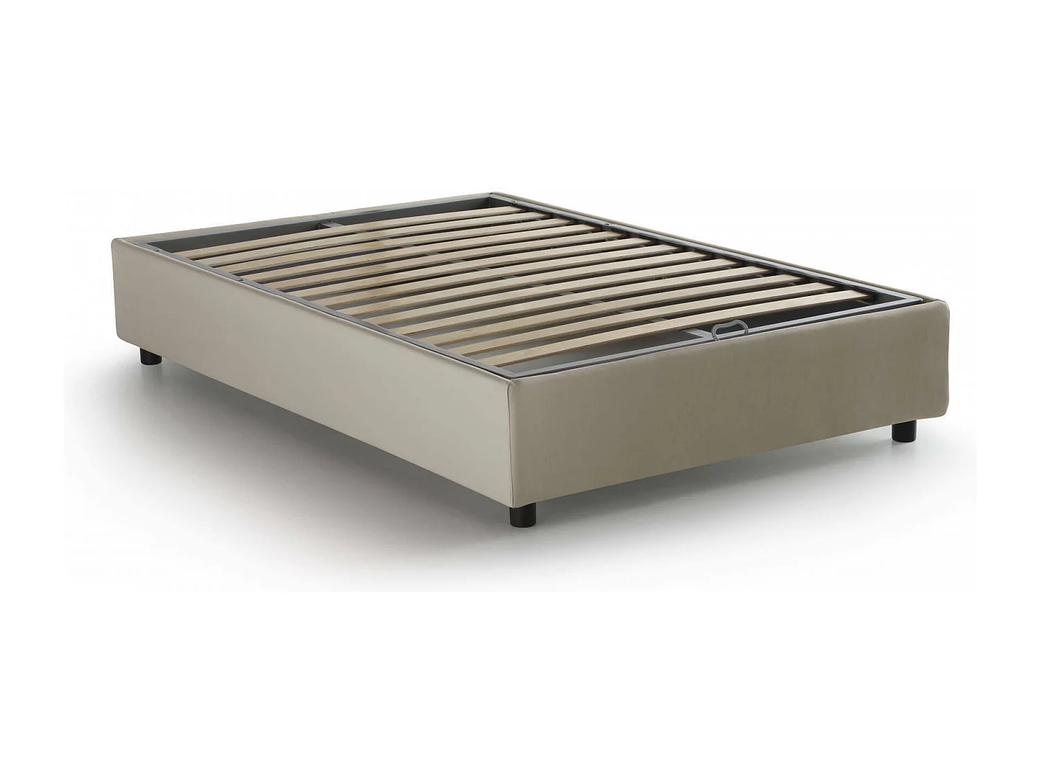 Lit double Nicole, Lit coffre avec revêtement en tissu, 100% Made in Italy, Ouverture frontale, adapté pour matelas 120x190 cm, Beige