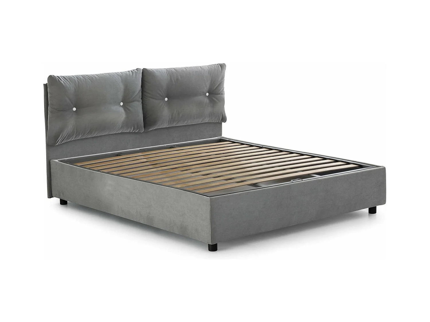 Fabiana tweepersoonsbed, Opbergbed met stoffen bekleding, 100% Made in Italy, Opening aan de voorkant, geschikt voor matras 160x200 cm, Grijs