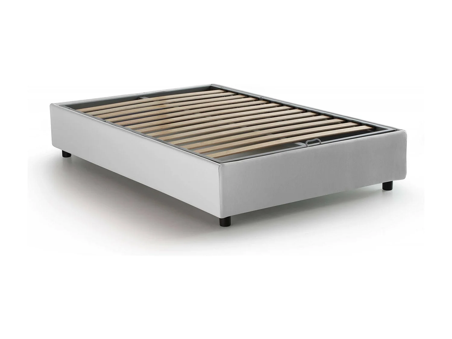 Cama de casal Gaia, Cama de arrumação com forro de tecido, 100% Fabricado em Itália, Abertura lateral, com colchão 120x190 cm incluído, Branco