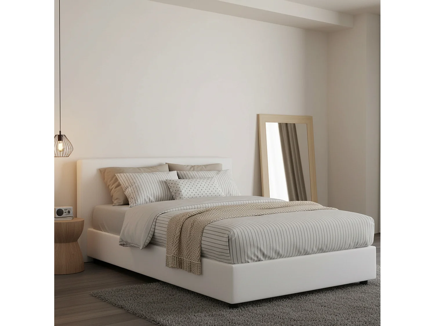 Talamo Italië Half Boxspring Gaia Wit Matras Inclusief Afneembaar, Opbergruimte Made in Italy