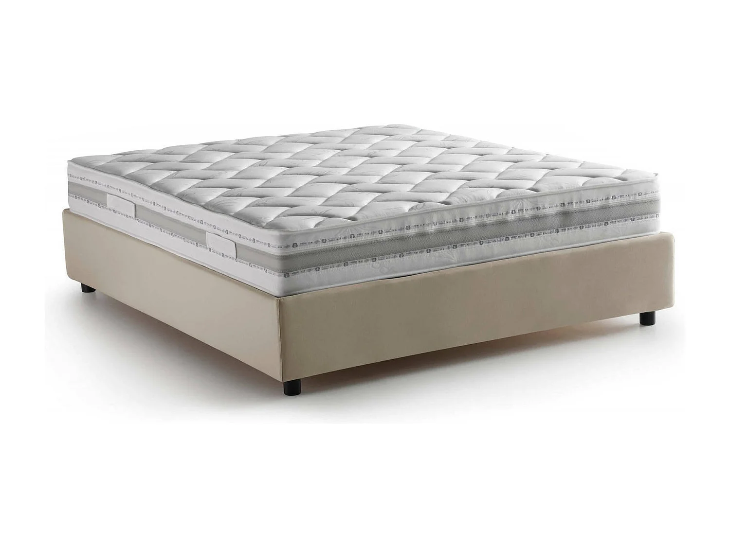 Italiaans Frans Bed "Gioia", Beige, Inclusief Matras, Afneembaar, Met Opbergruimte, Made in Italy