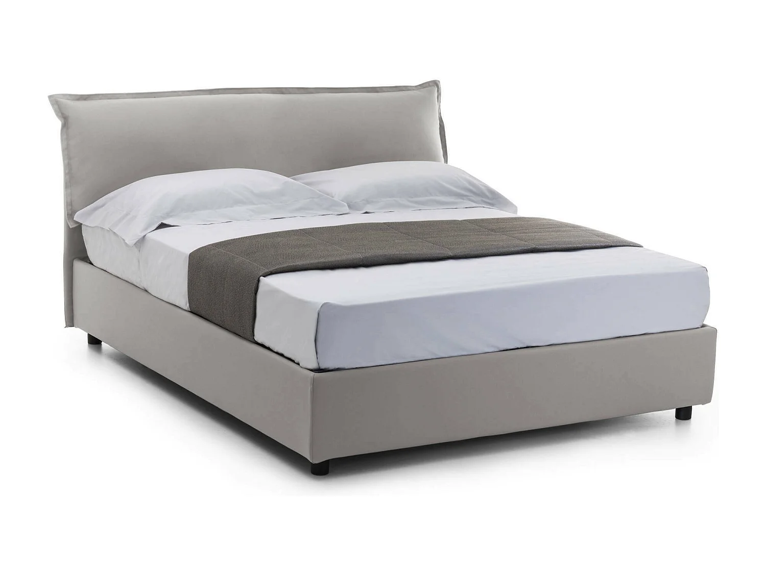 Lit double Clio, Lit coffre déhoussable avec tête de lit rembourrée et cadre de lit coffre, 100% Made in Italy, adapté pour matelas 160x190 cm, Gris