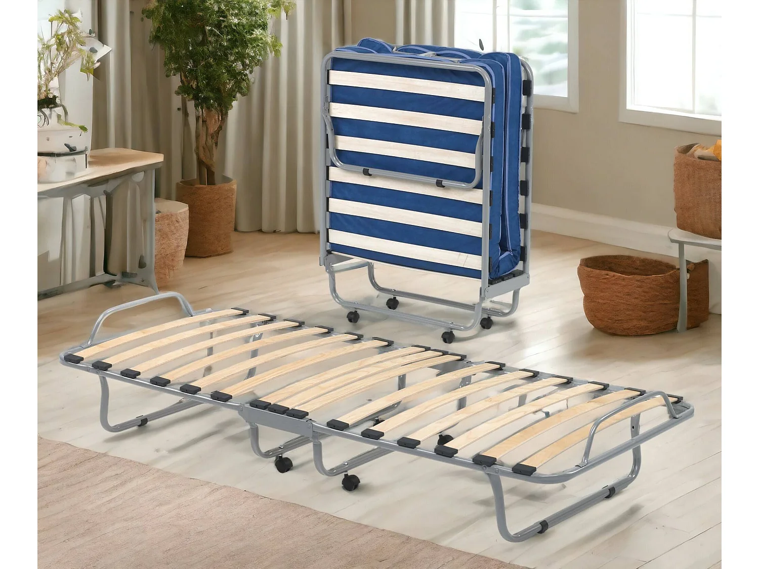 Klappbett Priscilla, orthopädisches und faltbares Einzelbett, 100 % Made in Italy, inklusive Matratze 80x190 cm