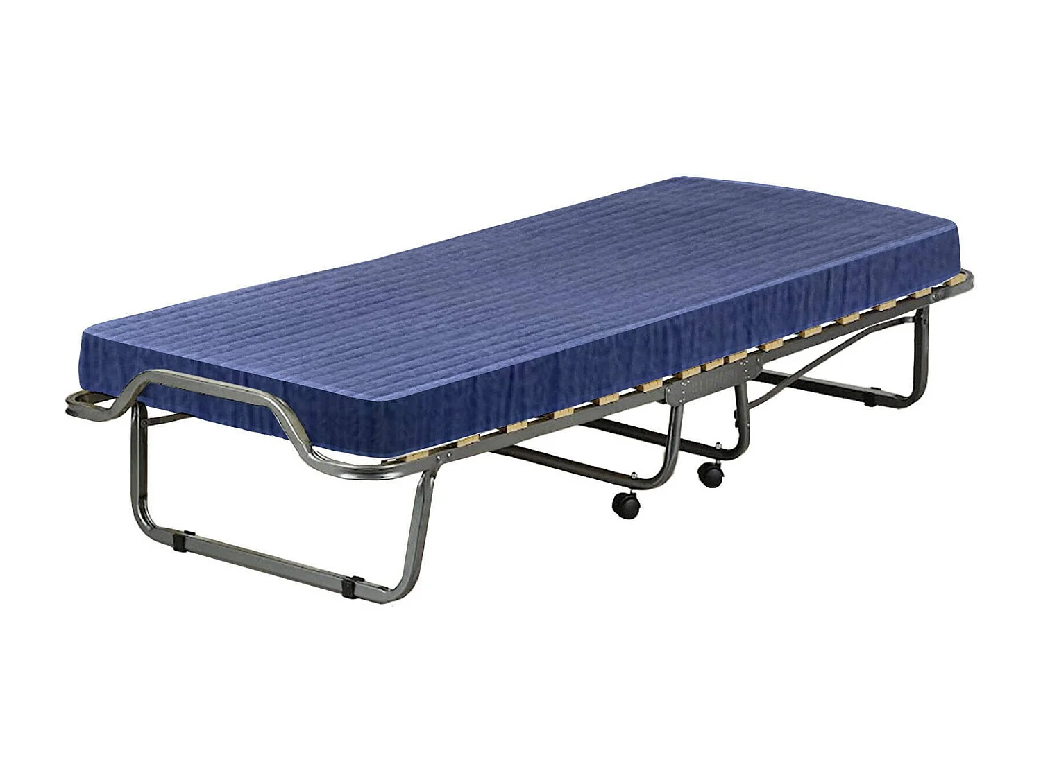 Talamo Italia Opvouwbaar Bed Venera Zwart Jeans, Inclusief Matras 80x190x10 cm, Gevoerd Veldbed Made in Italy