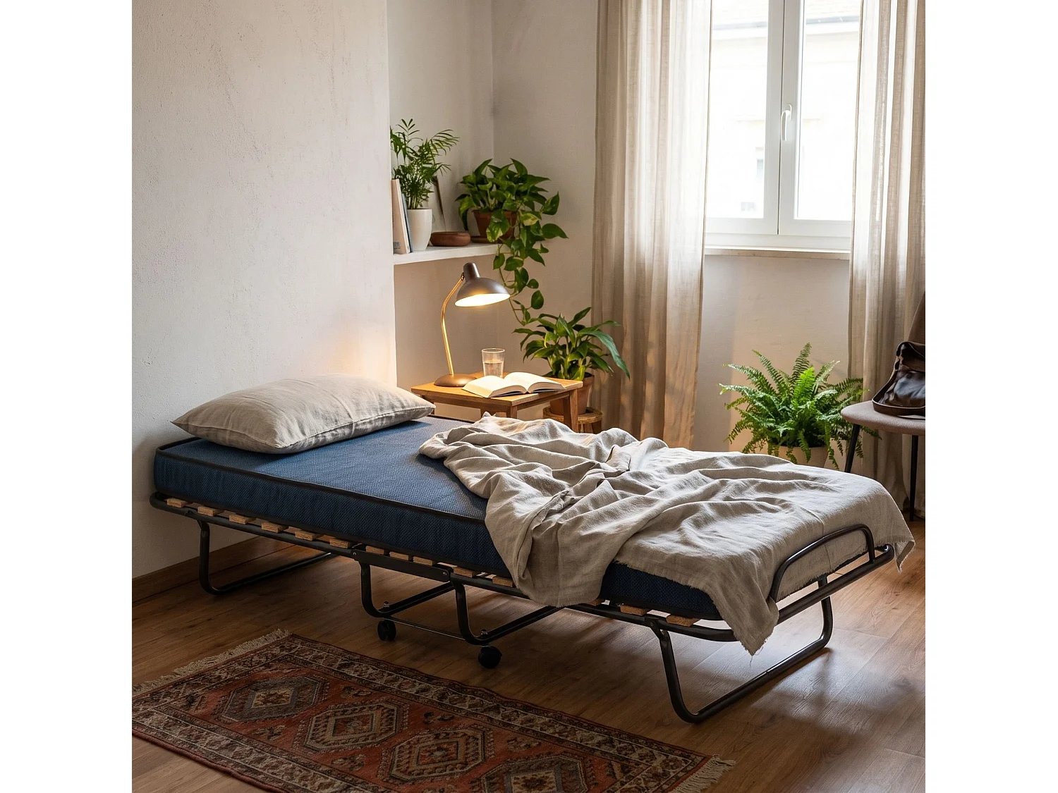 Lit pliant Priscilla, lit simple orthopédique et pliable, 100% Made in Italy, avec matelas 80x190 cm inclus
