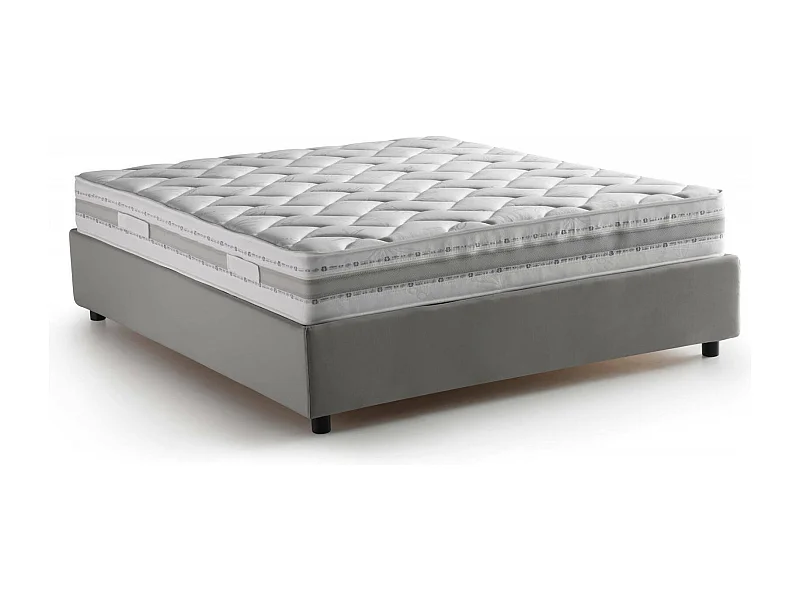 Lit double Dana, Lit coffre avec revêtement en tissu, 100% Made in Italy, Ouverture frontale, avec matelas 160x190 cm inclus, Gris