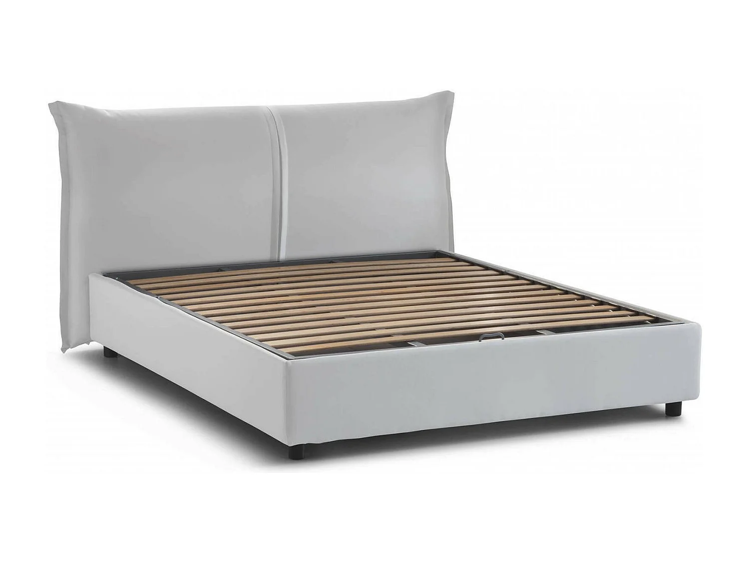 Lit double Brunetta, Lit coffre avec revêtement en tissu, 100% Made in Italy, Ouverture frontale, adapté pour matelas 160x190 cm, Blanc