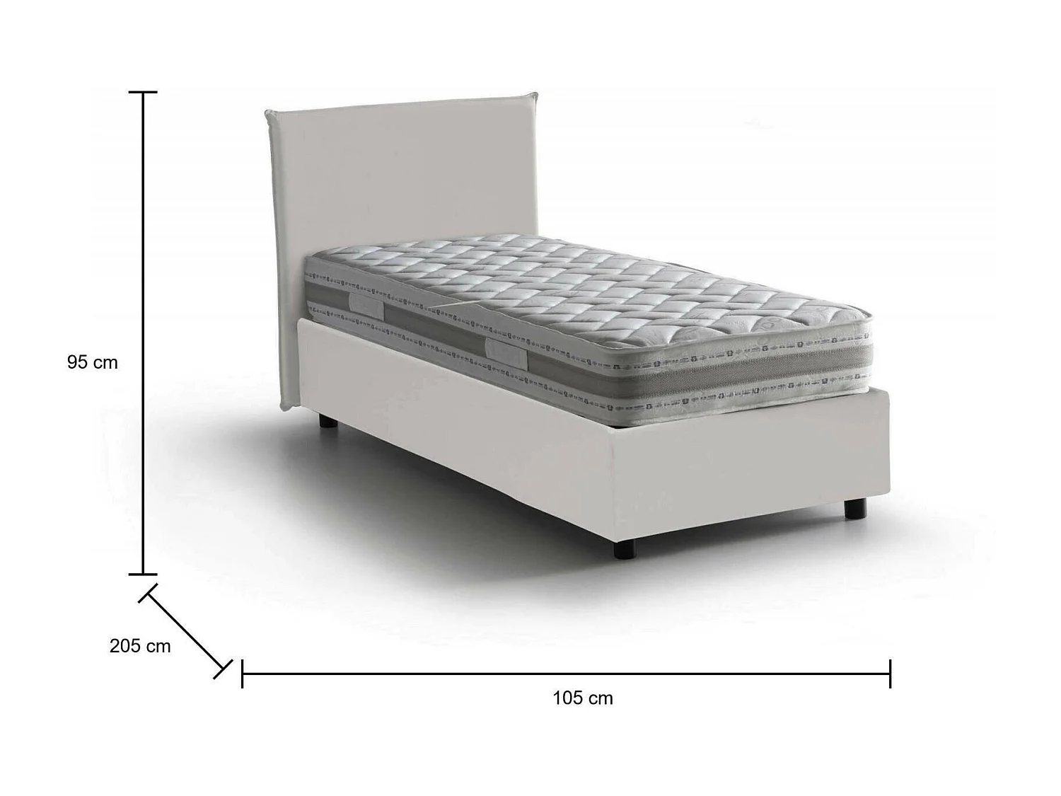 Italia Talamo Eenpersoonsbed Cesidia Wit Matras Inclusief Afneembaar, Opslagruimte Made in Italy