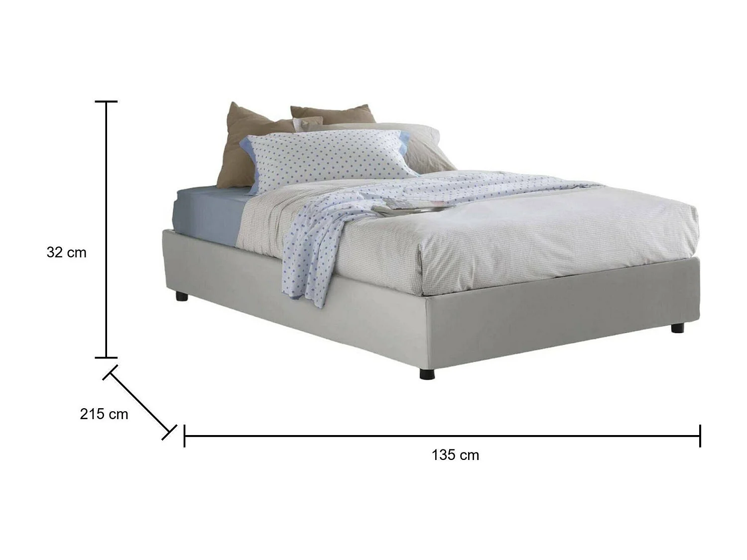 Cama doble Martina, Cama contenedor con revestimiento de cuero ecológico, 100% Made in Italy, Apertura frontal, Apto para colchón de 120x200 cm, Blanco