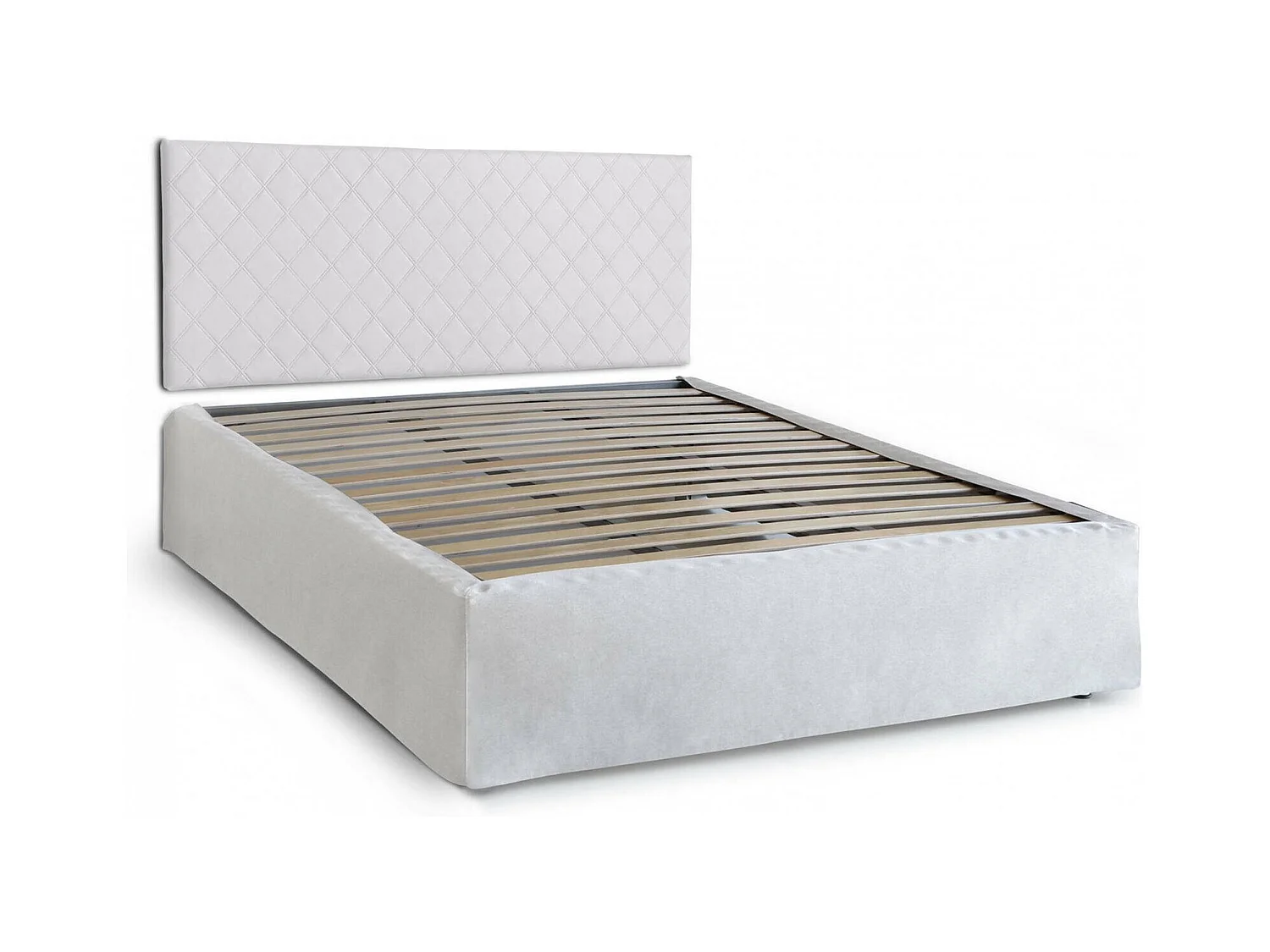 Letto matrimoniale Clementina, Set testata in ecopelle con rete ortopedica e mantovana, 100% Made in Italy, adatta a materasso da Cm 160x190, Bianco