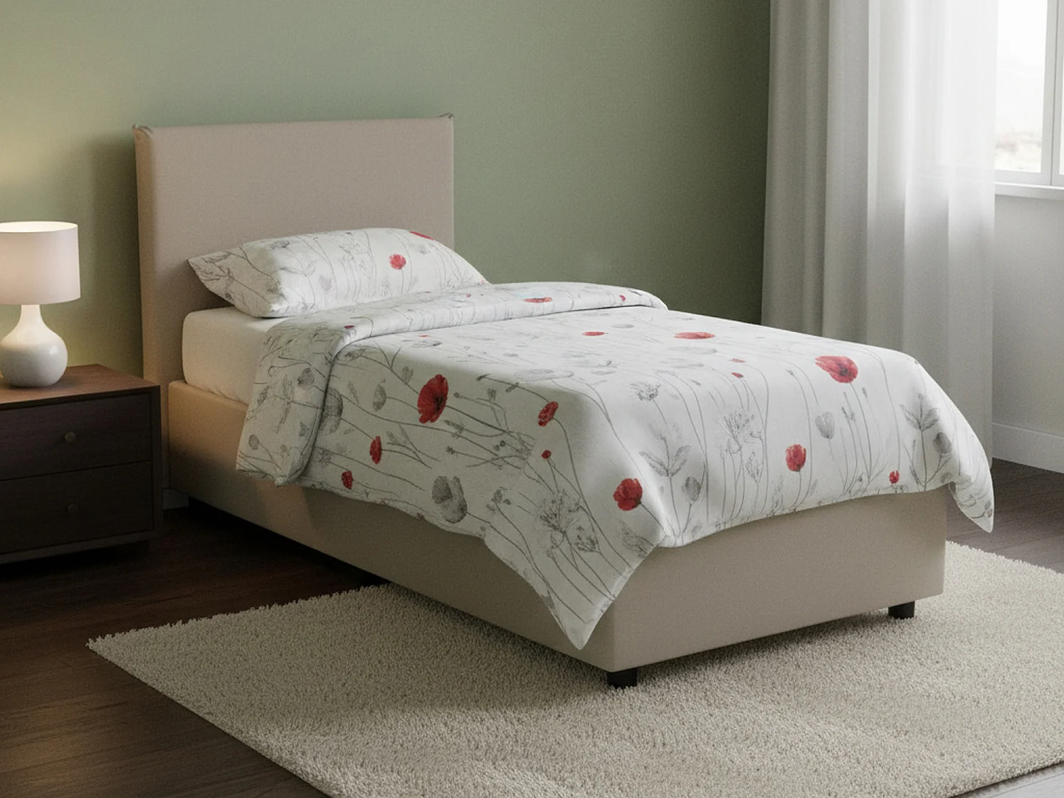 Lit simple Cassandra, Lit coffre avec revêtement en éco-cuir, 100% Made in Italy, Ouverture frontale, avec matelas 80x200 cm inclus, Taupe