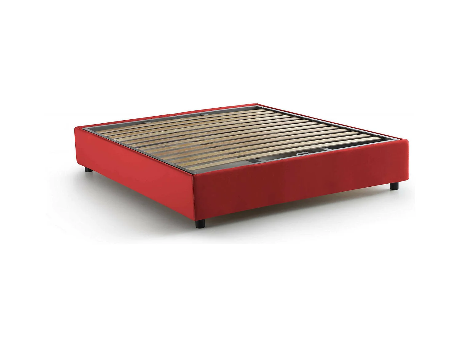 Lit double Maria, Lit coffre avec revêtement en tissu, 100% Made in Italy, Ouverture frontale, adapté pour matelas 160x200 cm, Rouge