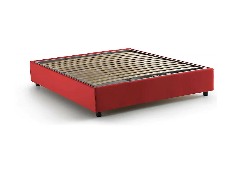 Maria tweepersoonsbed, Opbergbed met stoffen bekleding, 100% Made in Italy, Opening aan de voorzijde, geschikt voor matras 160x200 cm, Rood