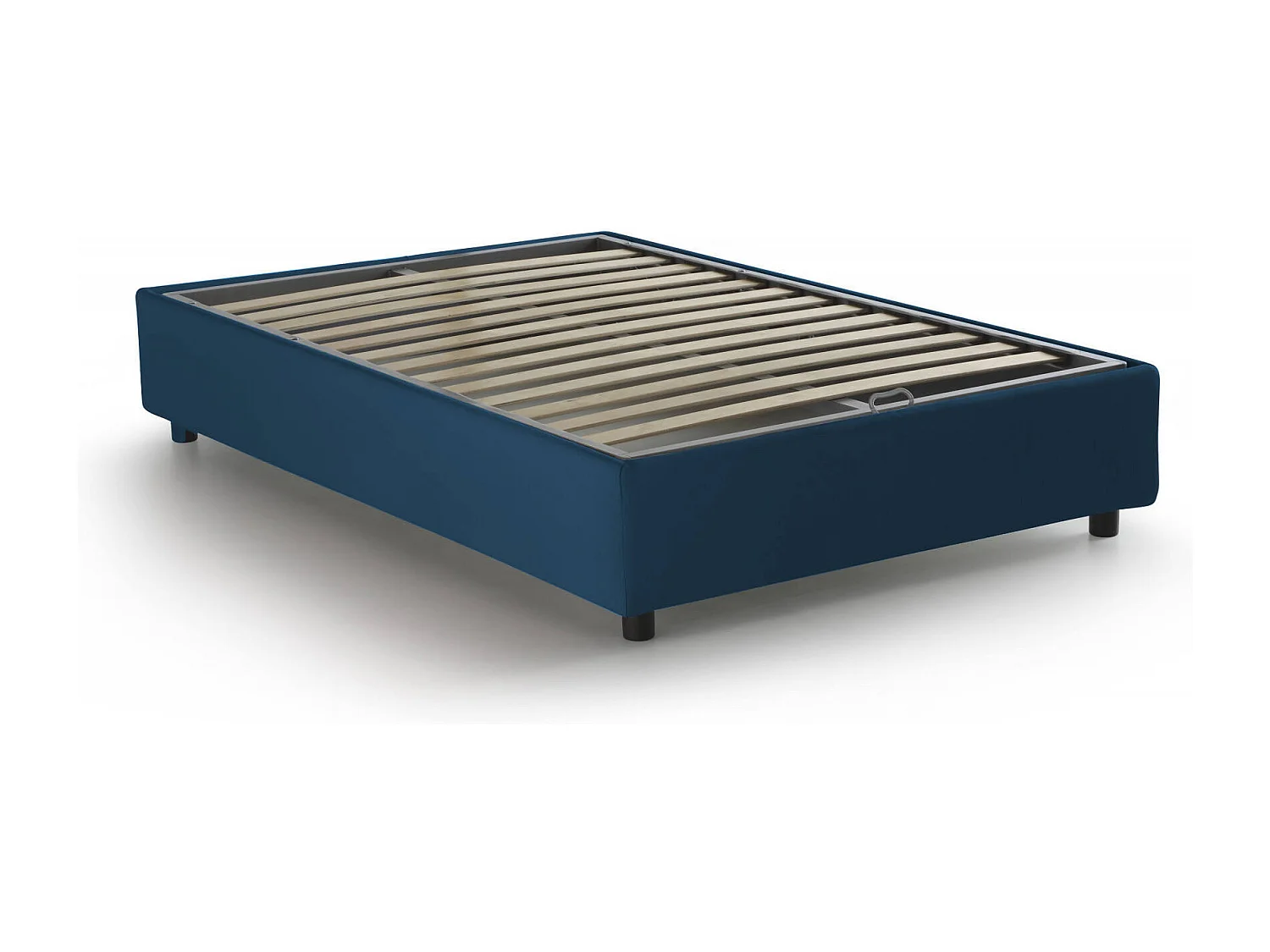 Lit double Camilla, Lit coffre avec revêtement en tissu, 100% Made in Italy, Ouverture latérale, adapté pour matelas 120x190 cm, Bleu