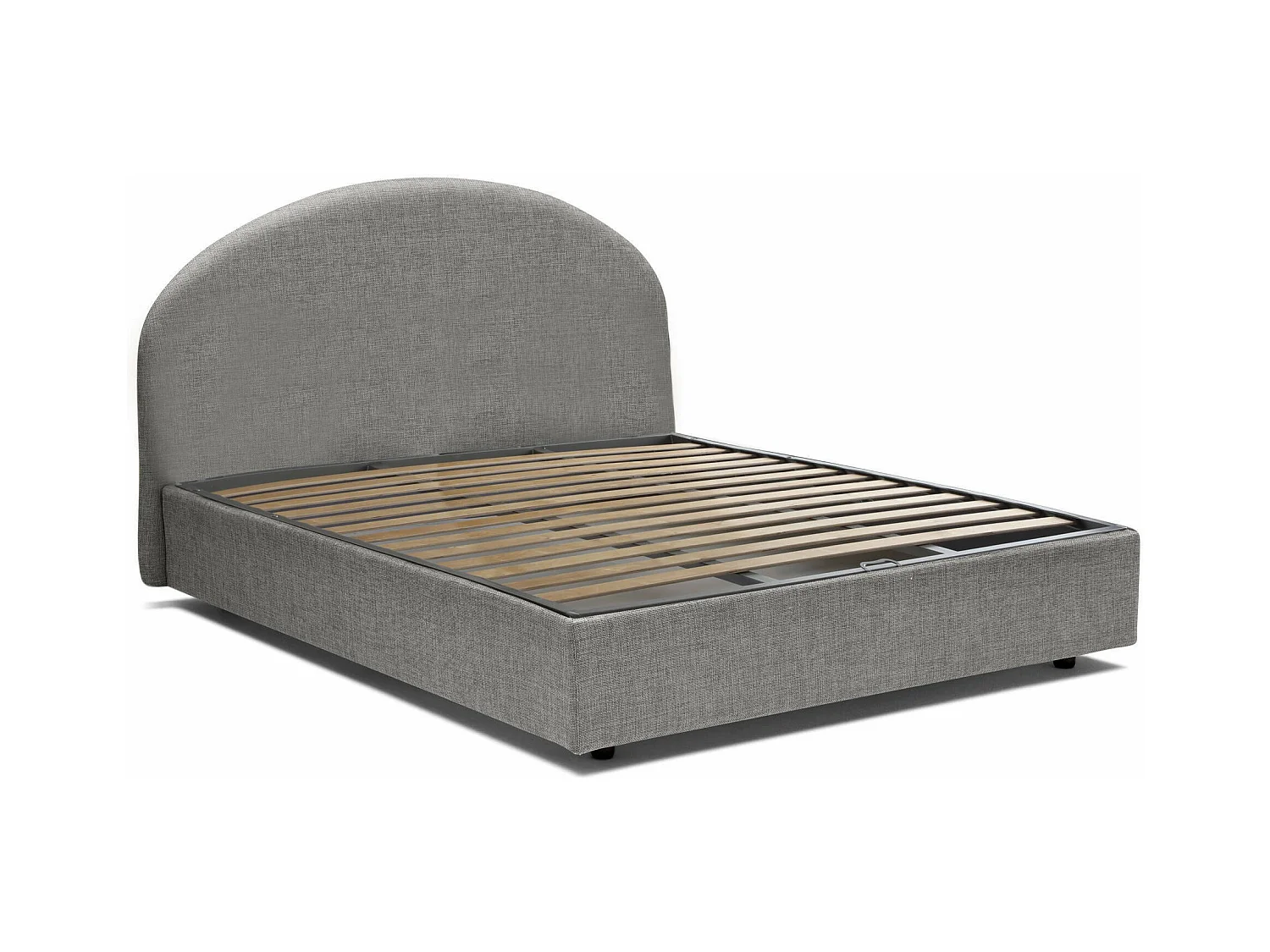 Lit double Giulia, Lit coffre avec revêtement en tissu, 100% Made in Italy, Ouverture frontale, adapté pour matelas 160x200 cm, Gris