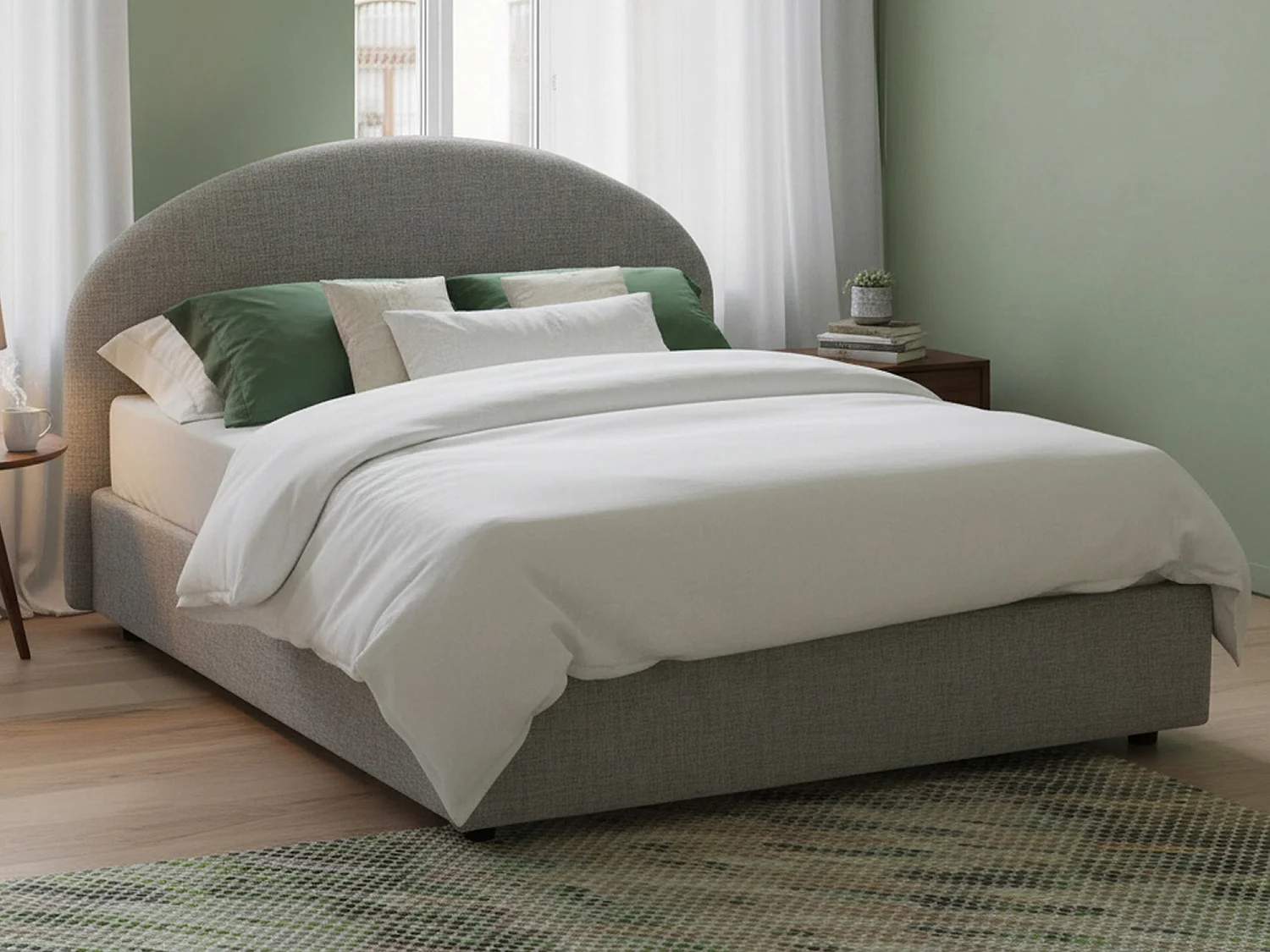 Lit double Giulia, Lit coffre avec revêtement en tissu, 100% Made in Italy, Ouverture frontale, adapté pour matelas 160x200 cm, Gris