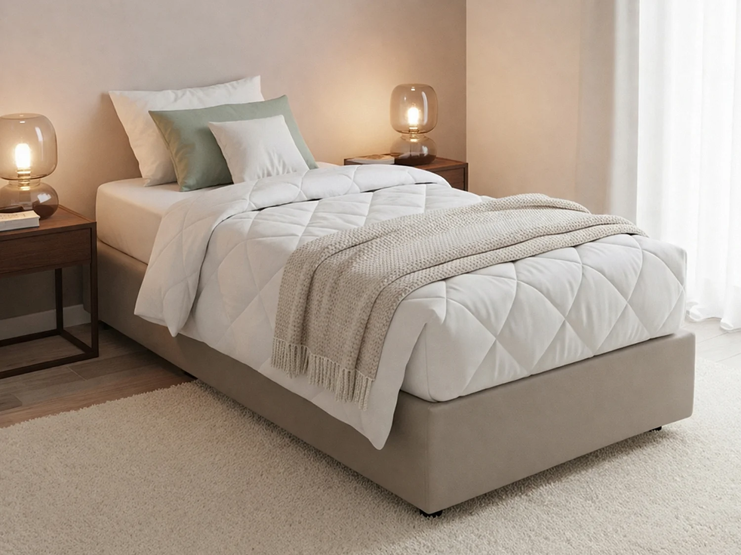 Cama individual Caterina, Cama contenedor con revestimiento de tela, 100% Made in Italy, Apertura frontal, Apto para colchón de 80x200 cm, Taupe