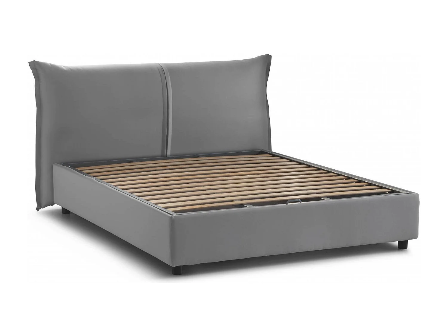 Brunetta tweepersoonsbed, Opbergbed met stoffen bekleding, 100% Made in Italy, Opening aan de voorkant, geschikt voor matras 160x190 cm, Grijs