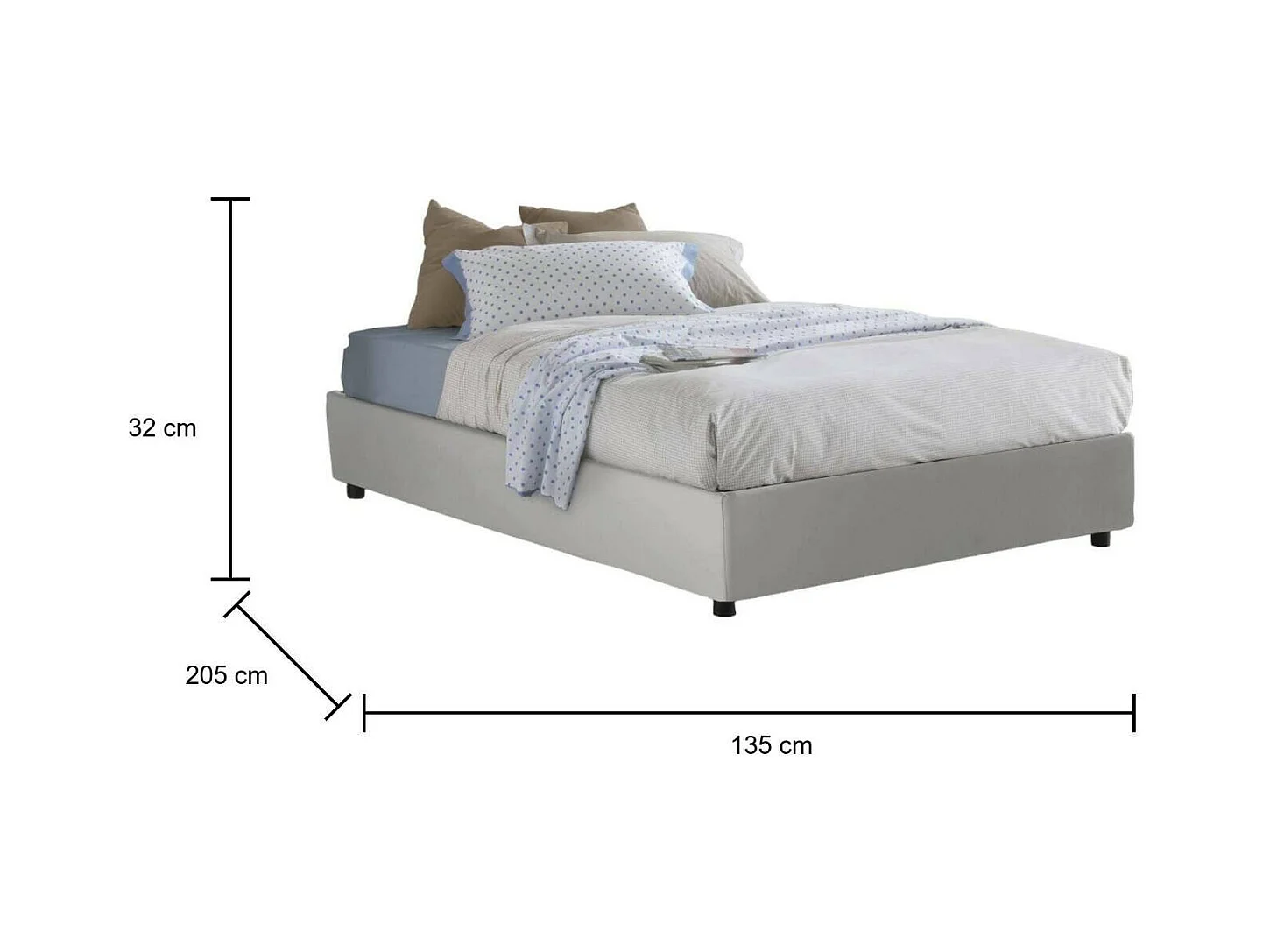 Lit double Matilde, lit coffre avec revêtement en éco-cuir, 100% Made in Italy, ouverture frontale, adapté pour matelas 120x190 cm, blanc