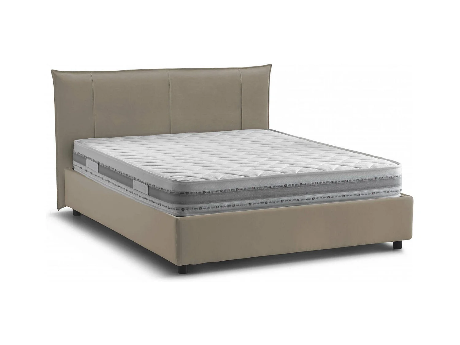 Lit double Flavia, Lit coffre avec revêtement en tissu, 100% Made in Italy, Ouverture frontale, avec matelas 160x190 cm inclus, Taupe