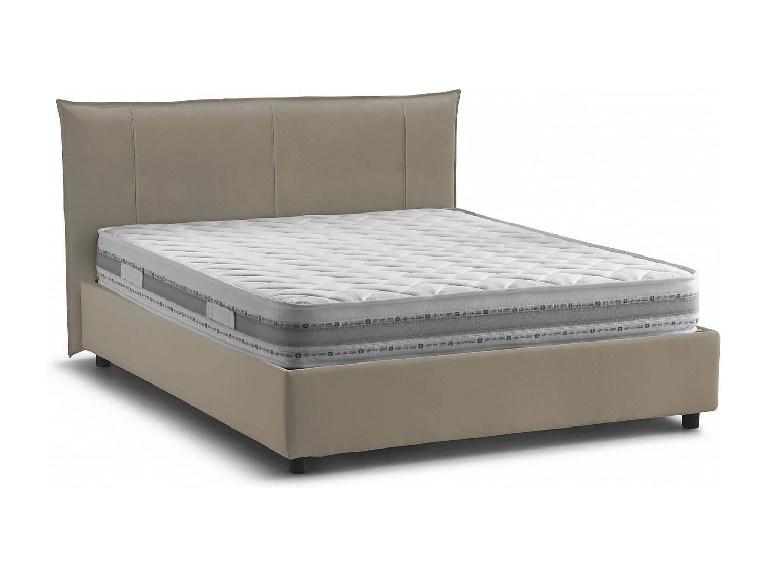 Flavia tweepersoonsbed, Opbergbed met stoffen bekleding, 100% Made in Italy, Opening aan de voorkant, inclusief matras van 160x190 cm, Taupe