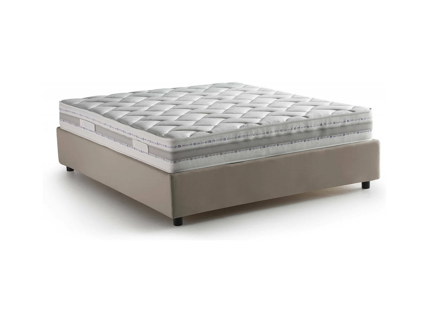 Lit double Grace, Lit coffre avec revêtement en tissu, 100% Made in Italy, Ouverture frontale, avec matelas 160x200 cm inclus, Taupe