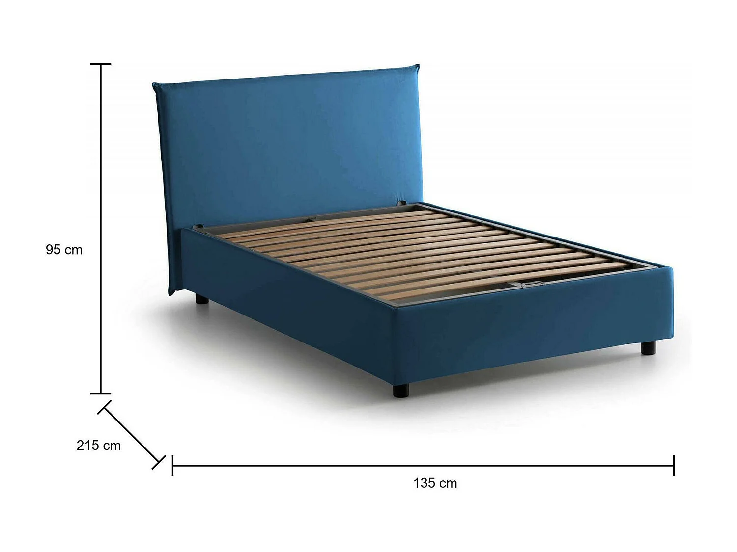 Astrid tweepersoonsbed, opbergbed met stoffen bekleding, 100% Made in Italy, opening aan de voorzijde, geschikt voor matras 120x200 cm, blauw