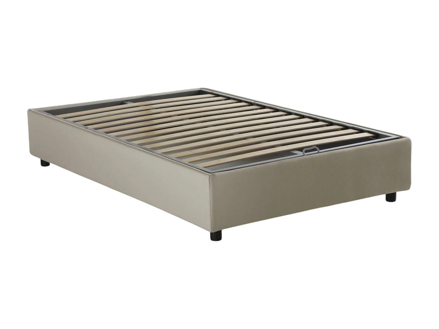 Letto piazza e mezza Rebecca, Letto contenitore con rivestimento in tessuto, 100% Made in Italy, Apertura frontale, con materasso Cm 120x200 incluso, Beige