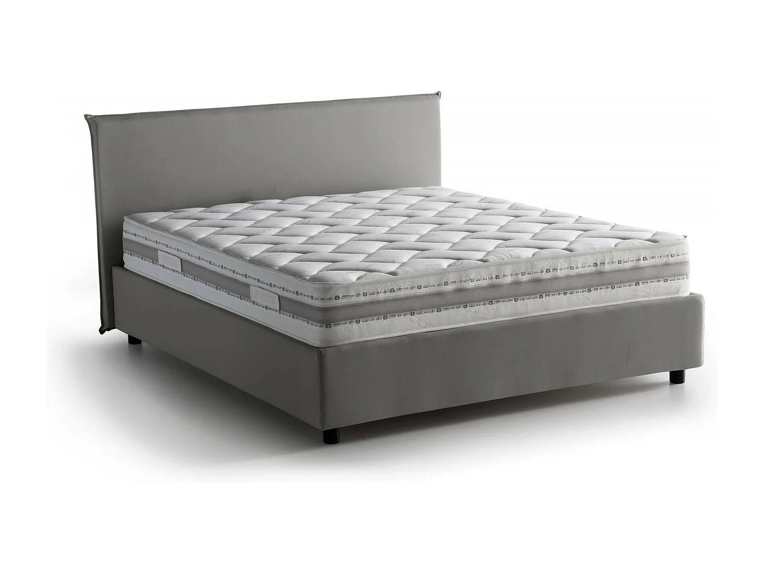 Beata tweepersoonsbed, Opbergbed met stoffen bekleding, 100% Made in Italy, Opening aan de voorkant, inclusief matras 140x190 cm, Grijs