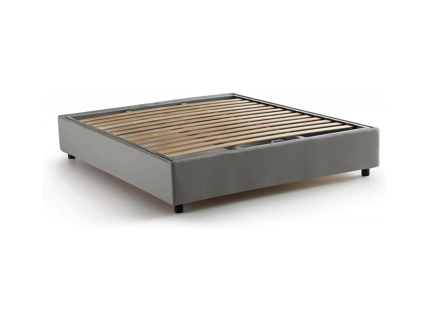 Lit double Elisa, Lit coffre avec revêtement en tissu, 100% Made in Italy, Ouverture frontale, adapté pour matelas 160x190 cm, Gris