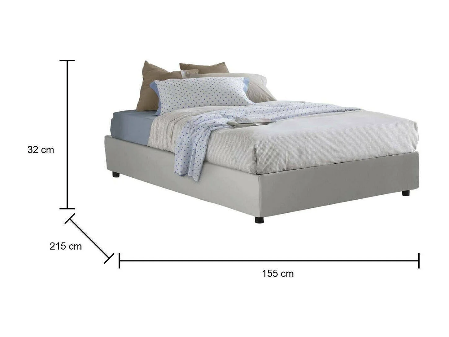 Lit double Isabel, Lit coffre avec revêtement en éco-cuir, 100% Made in Italy, Ouverture frontale, adapté pour matelas 140x200 cm, Blanc
