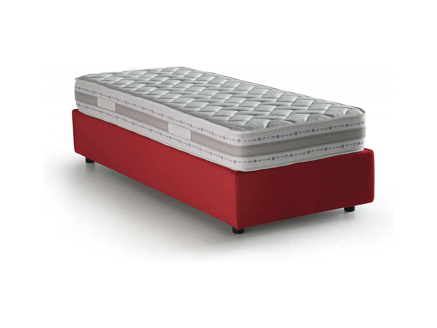Lit simple Sophia, Lit coffre avec revêtement en tissu, 100% Made in Italy, Ouverture frontale, avec matelas 90x190 cm inclus, Rouge