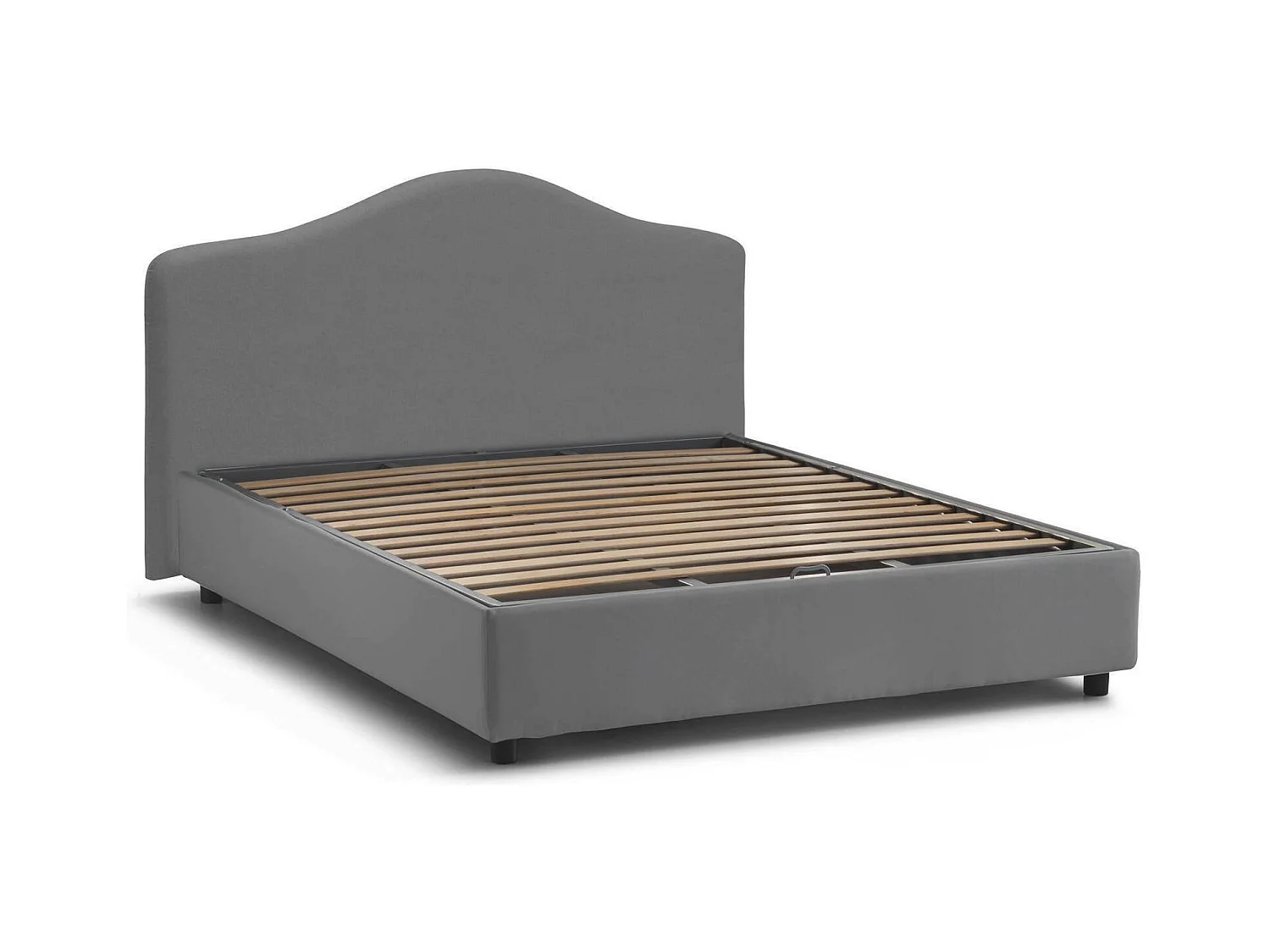 Lit double Angiolina, Lit coffre avec revêtement en tissu, 100% Made in Italy, Ouverture frontale, adapté pour matelas 160x190 cm, Gris
